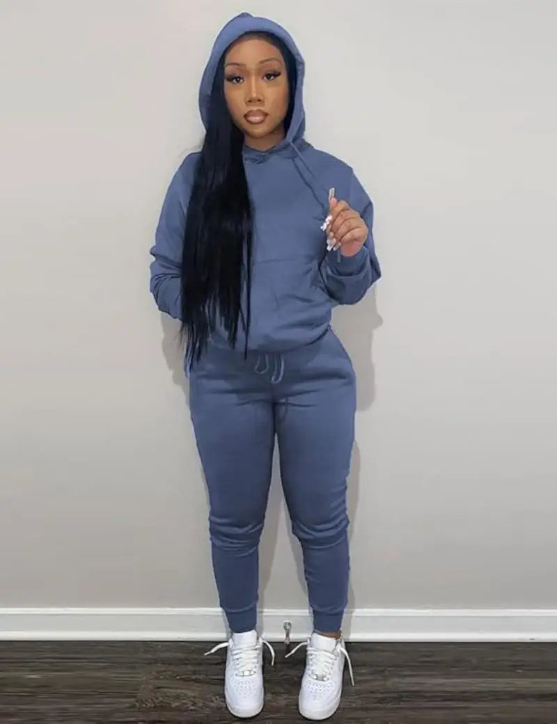 Women's Two-Piece Sweatsuit Set – Long Sleeve Hoodie Top and Jogger Pants Casual Tracksuit for Autumn & Winter - Premium sweatsuit from Lizard Vigilante - Just $58.88! Shop now at Lizard Vigilante