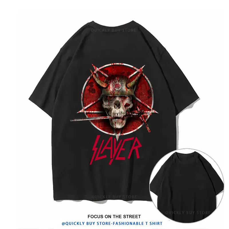 Slayer Metal Band Graphic T-Shirt for Men – Cool Punk Rock Y2K Tee, Unisex Casual Top, XS-4XL - Premium T-shirt from Lizard Vigilante - Just $23.88! Shop now at Lizard Vigilante