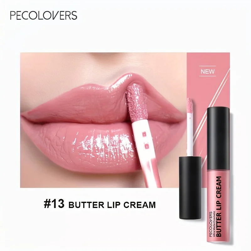 Butter Lip Cream Liquid Lipstick, Non-Sticky, Moisturizing High Pigment For Nude Red Sexy Lip Makeup Cosmetic