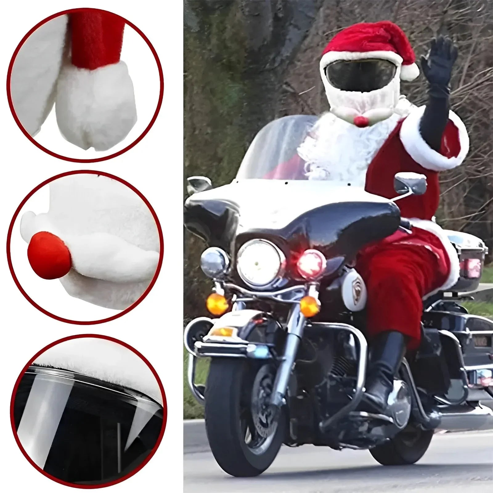 Santa Claus Christmas Motorcycle Helmet Cover | Festive Plush Helmet Decoration - Premium helmet cover from Lizard Vigilante - Just $20.99! Shop now at Lizard Vigilante