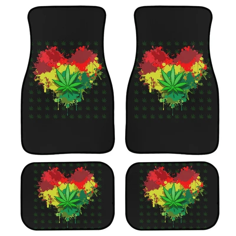 INSTANTARTS Jamaica Flag 4pcs All Weather 3D Weed Leaves Print Car Floor Mats – Durable Universal Fit for SUVs, Trucks, Sedans, Vans - Premium floor mats from Lizard Vigilante - Just $53.88! Shop now at Lizard Vigilante