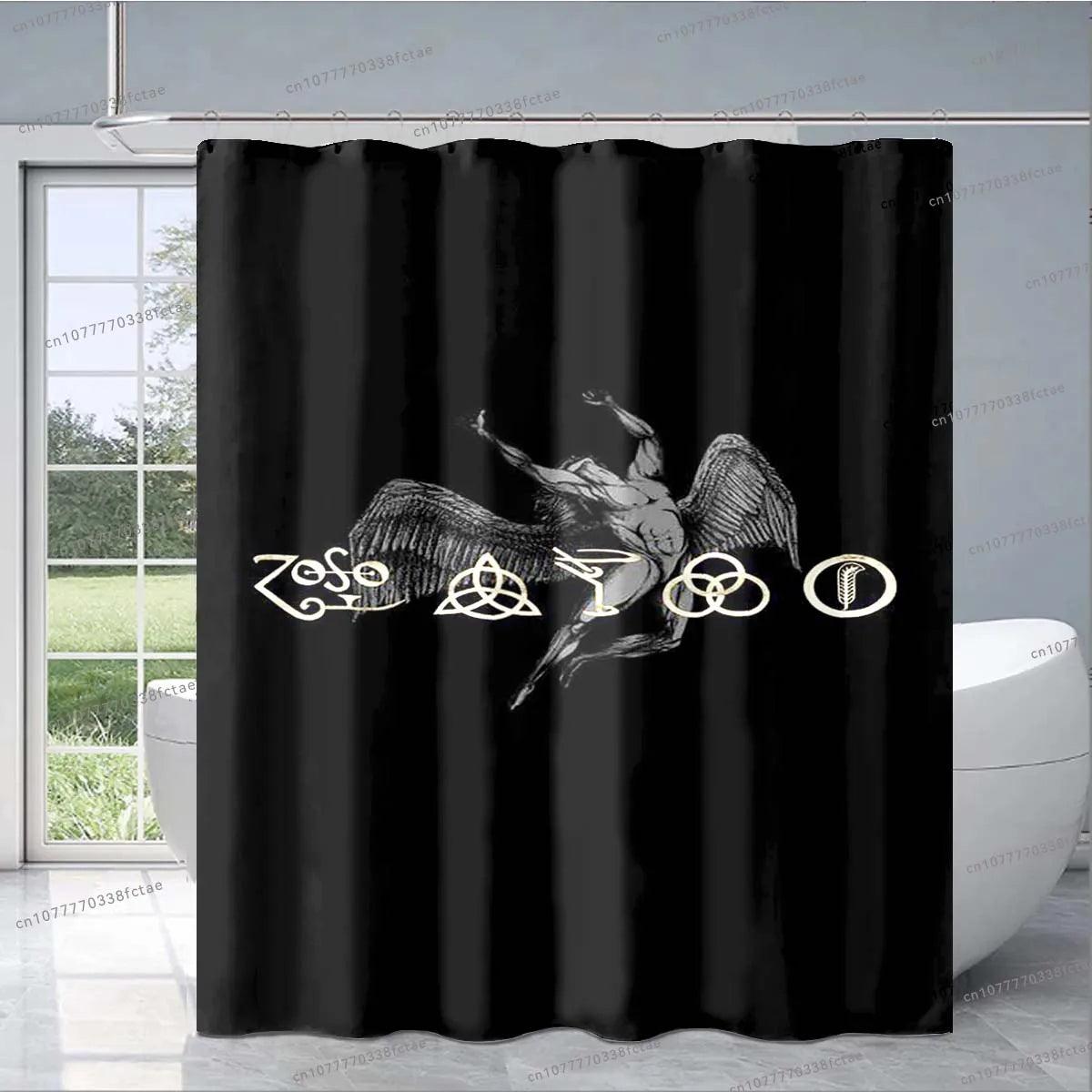 Rock and Roll Band LED Zeppelined Shower Curtain Retro Zep Heavy Metal Rock Band Shower Curtain Bathroom Fashion Decoration Gift - Premium shower curtain from Lizard Vigilante - Just $29.99! Shop now at Lizard Vigilante