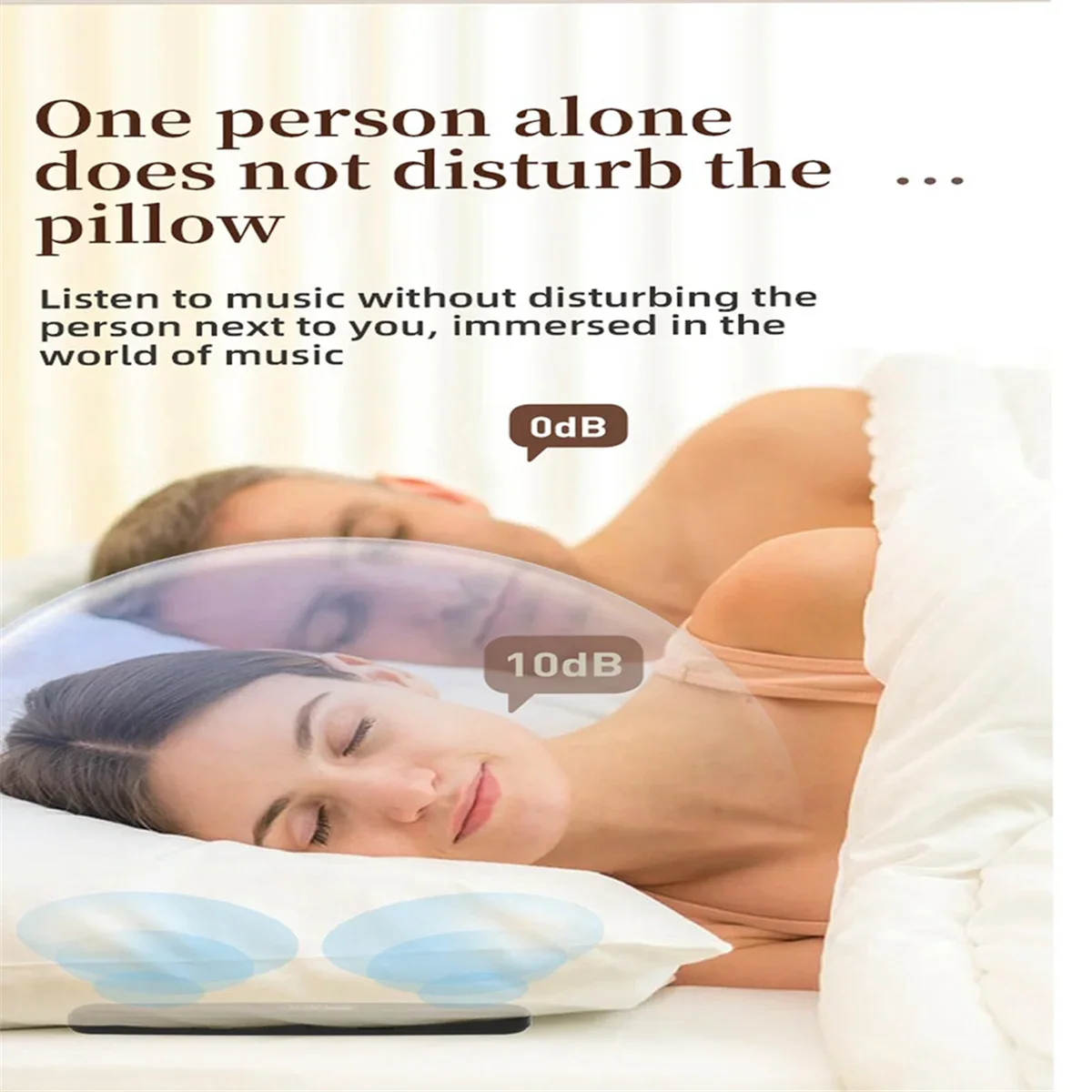 Bluetooth Wireless Bone Conduction Speaker Under Pillow Bluetooth Speaker White Noise Sound for Sleep Black