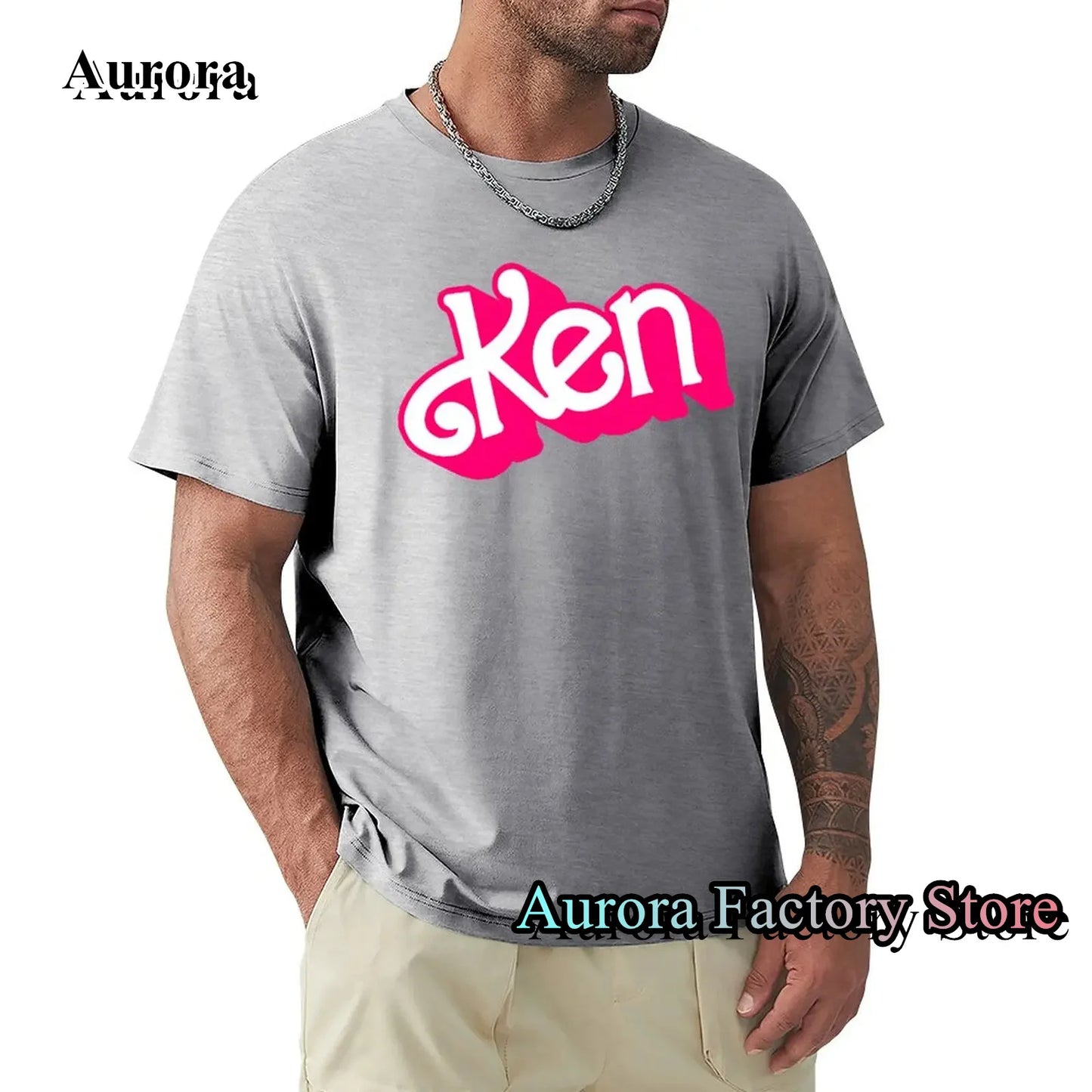 Men’s Summer Pink Ken Letter Print Cotton T-Shirt – Harajuku Casual O-Neck Short Sleeve Streetwear - Premium T-shirt from Lizard Vigilante - Just $24.88! Shop now at Lizard Vigilante