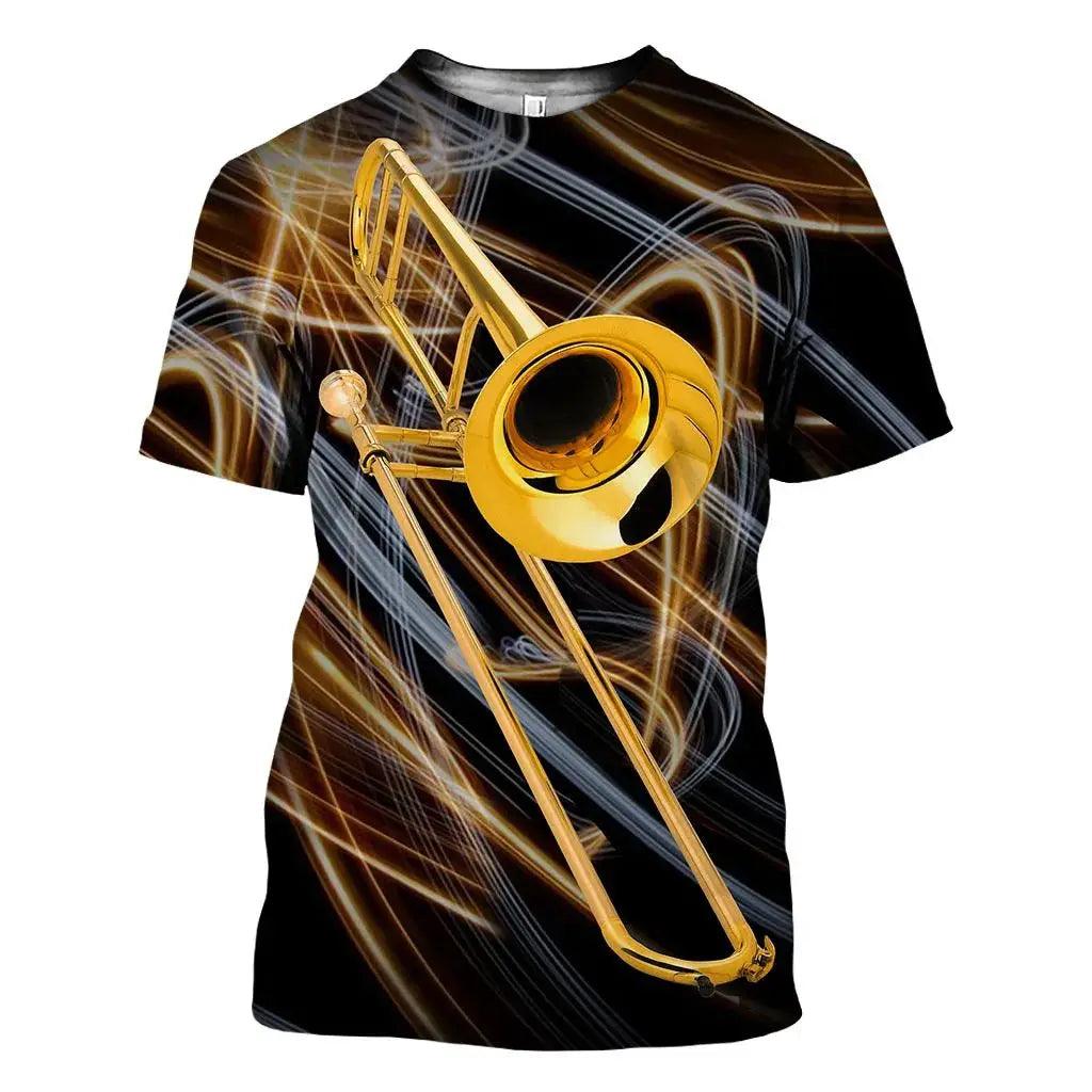 Summer Men's Fashion 3d Printed T-Shirt Gibson Guitar Saxophone TurnTable Classic Tee O Collar Short Sleeve Hip Hop Fun Plus Size Breathable Top - Lizard Vigilante