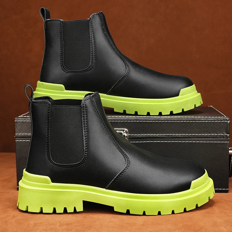 Men’s Biker Boots | Waterproof Street-Style Casual Leather Platform Shoes - Premium shoes from Lizard Vigilante - Just $21.99! Shop now at Lizard Vigilante