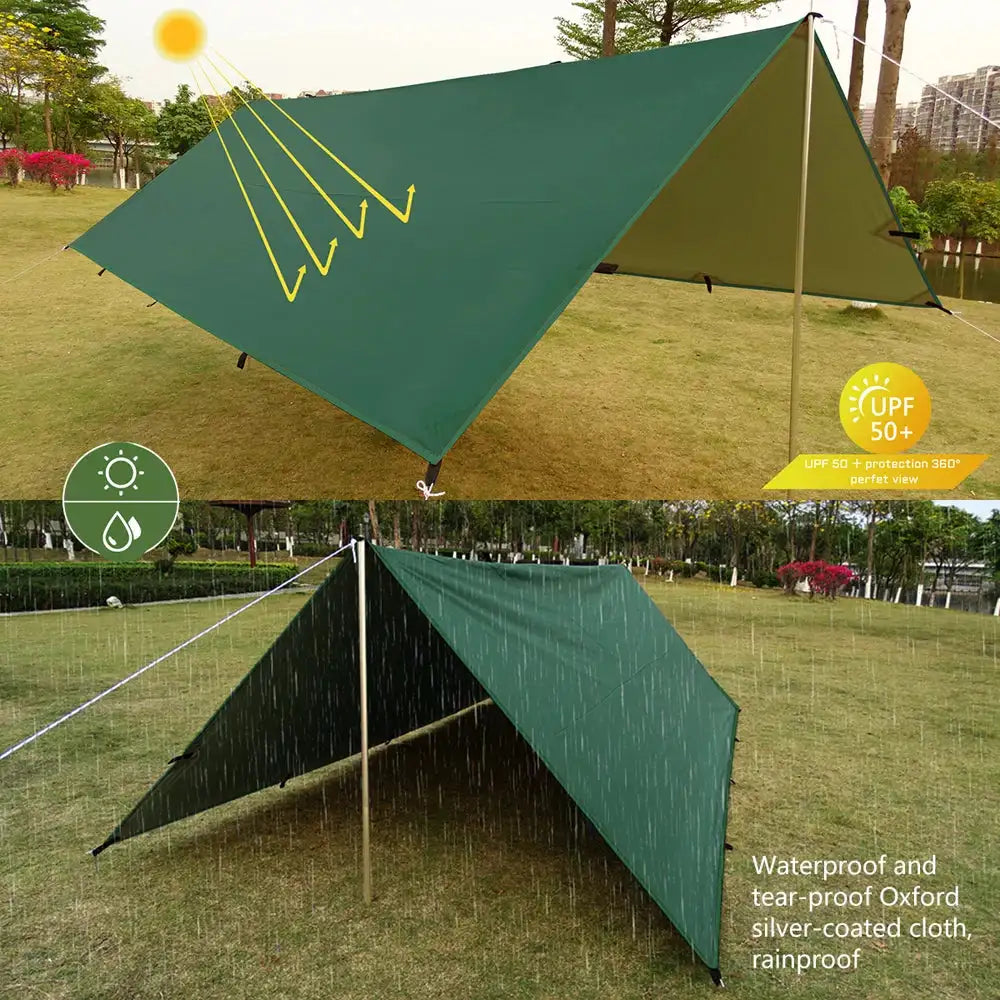 4x4m 4x3m 3x3m 19 Hang Points Tent Tarp Survival Sun Shelter Shade Canopy Outdoor Backpacking Waterproof Camping Awning SunShade