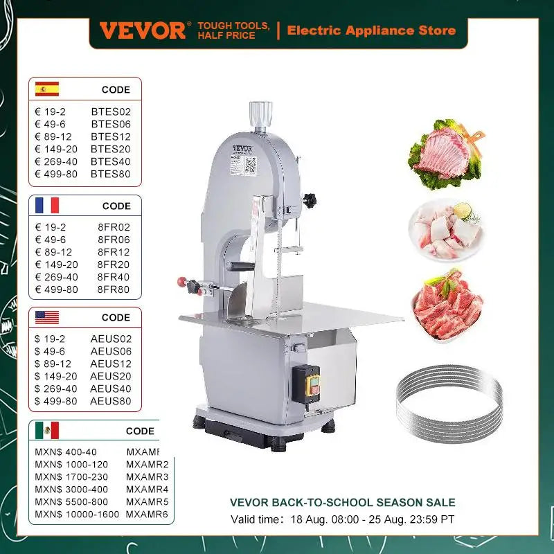 VEVOR 1500W Commercial Electric Meat & Bone Saw Machine | Stainless Steel Blade & Countertop Workbench Bandsaw - Premium saw from Lizard Vigilante - Just $601.08! Shop now at Lizard Vigilante