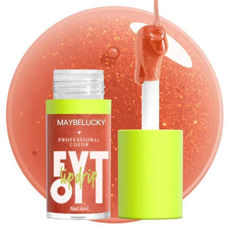 Glitter Lip Gloss Lip Plumper Moisturizing Makeup Nutritious Liquid Lipstick Transparent Cherry Mineral Non-stick Cup Lip Oil