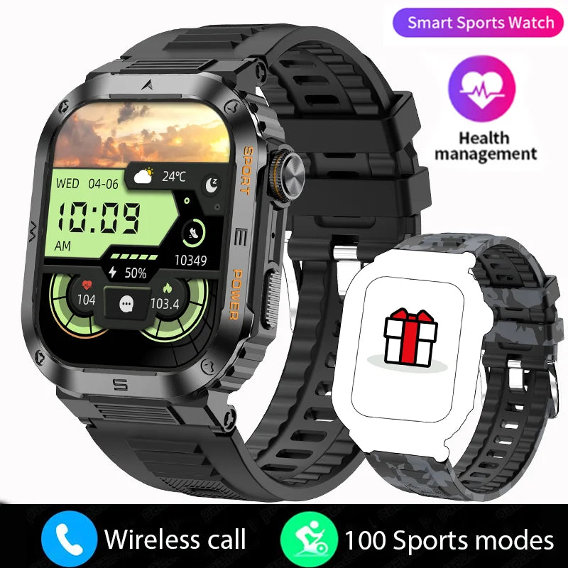 Rugged and Durable Military Smart Watch – 2.01" HD Display, IP68 Waterproof, Bluetooth Voice Smartwatch for Android & iOS - Premium smart watch from Lizard Vigilante - Just $58.99! Shop now at Lizard Vigilante