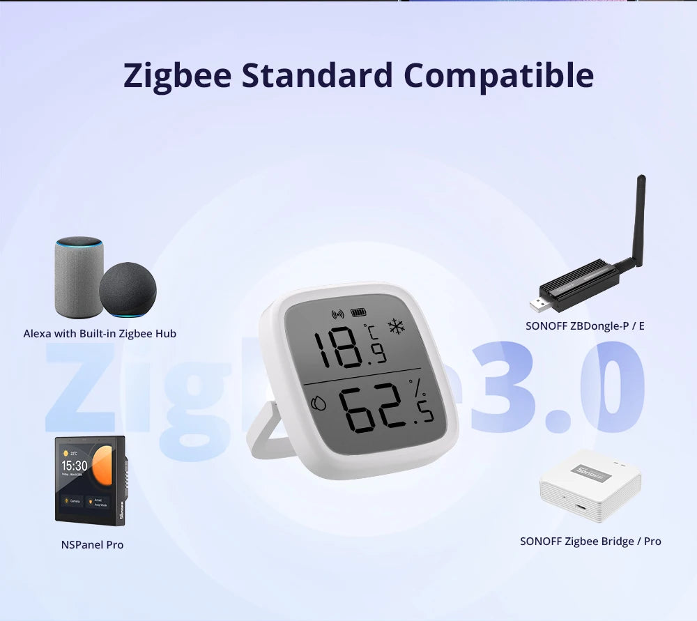 SONOFF SNZB-02D Zigbee LCD Temperature & Humidity Sensor - Premium temperature sensor from Lizard Vigilante - Just $35.99! Shop now at Lizard Vigilante