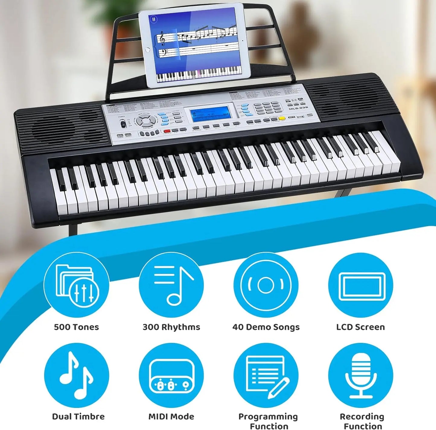 Multifunctional Digital Piano Keyboard Set for Kids with Microphone, 61 Key Keyboard Piano, Dual Power Supply, Built-in Dual Speakers,LCD Screen - Premium electronic keyboard from Lizard Vigilante - Just $139.99! Shop now at Lizard Vigilante