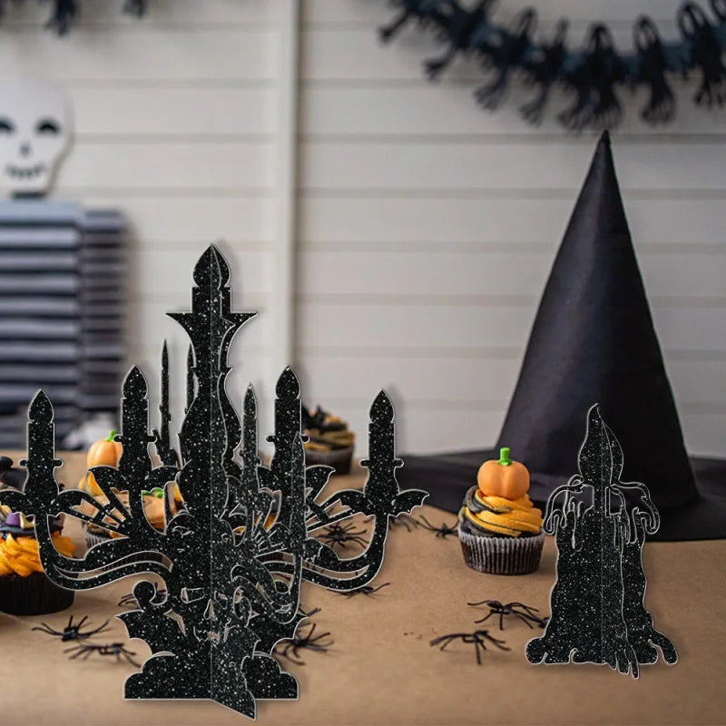 Halloween Decoration 6pcs Candlestick Ornament Haunted House Dining Table Arrangement Festival Supplies Happy Halloween Day
