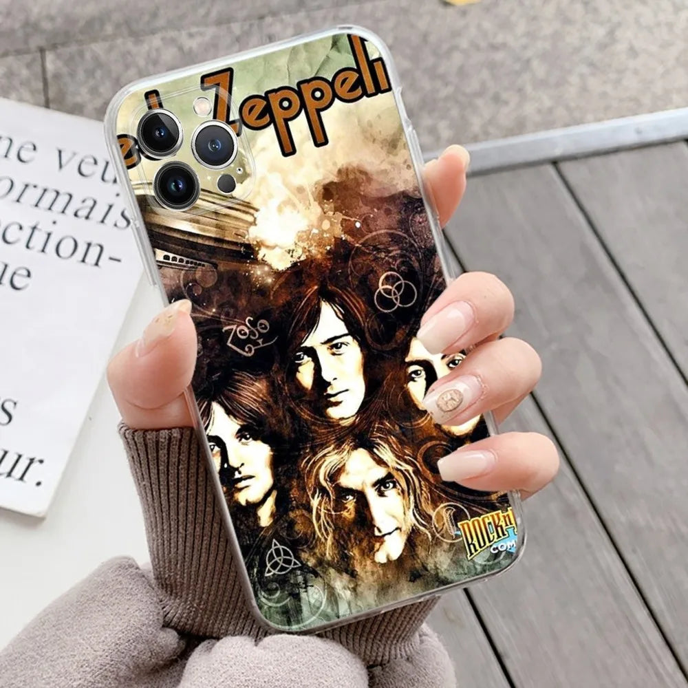 Led Zeppelin-Inspired Soft TPU Phone Case – Transparent Lightweight Protective Cover for iPhone 15, 14, 13, 12, 11, Pro, Mini & More - Premium cell phone case from Lizard Vigilante - Just $22.88! Shop now at Lizard Vigilante