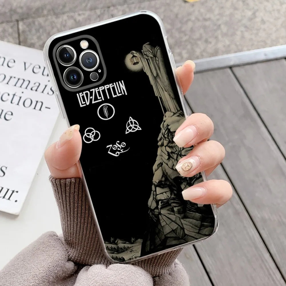 Led Zeppelin-Inspired Soft TPU Phone Case – Transparent Lightweight Protective Cover for iPhone 15, 14, 13, 12, 11, Pro, Mini & More - Premium cell phone case from Lizard Vigilante - Just $22.88! Shop now at Lizard Vigilante