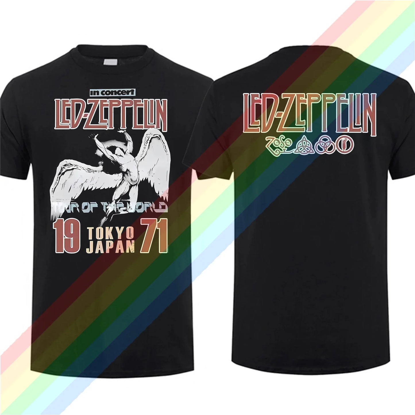 Led Zeppelin Flag 1975 US Tour Graphic T-Shirt – Vintage Rock Oversized Streetwear Tee, Ultimate Casual Concert Top - Premium tee from Lizard Vigilante - Just $28.88! Shop now at Lizard Vigilante