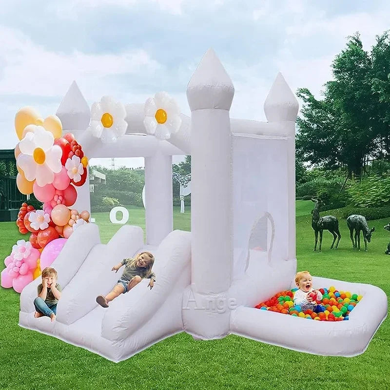 Mini White Wedding Inflatable Bounce Castle – Perfect for Kids Indoor & Outdoor Play - Premium bounce house from Lizard Vigilante - Just $2991.08! Shop now at Lizard Vigilante