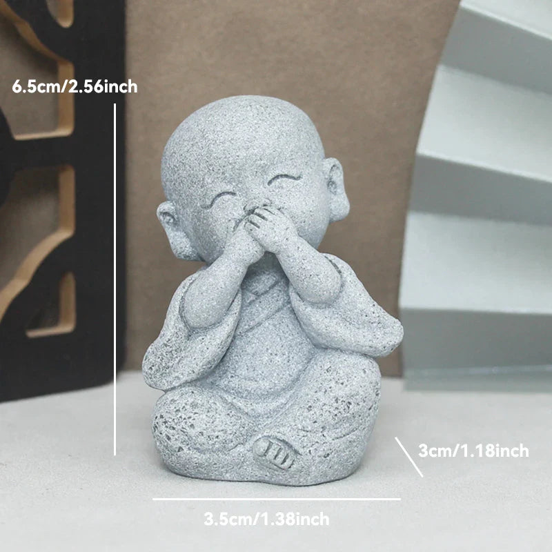 Buddha Stone Statue Little Buddhist Monks Tibetan Buddhism Figurines Zen Garden Ornament Meditation Home Aquarium Decoration