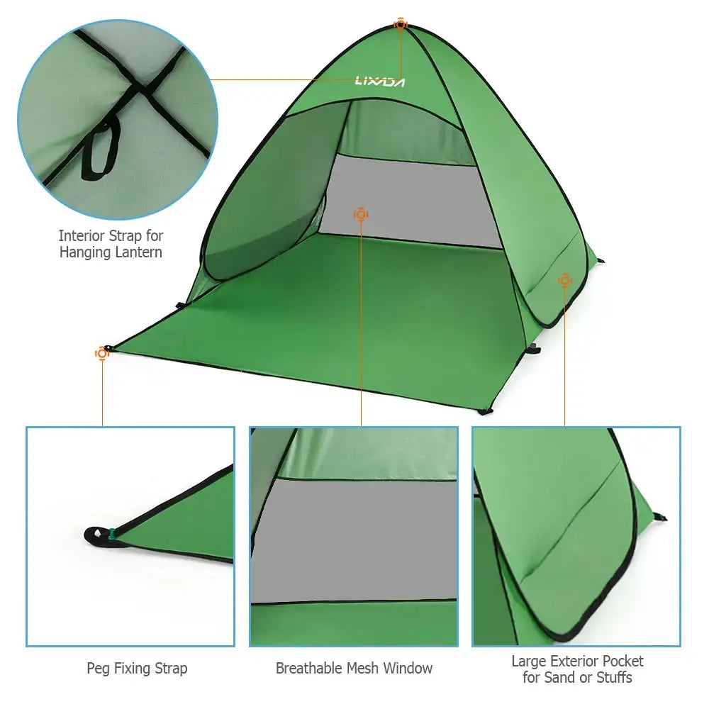 Lixada Automatic Instant Pop Up Beach Tent Lightweight Outdoor UV Protection Camping Fishing Tent Cabana Sun Shelter