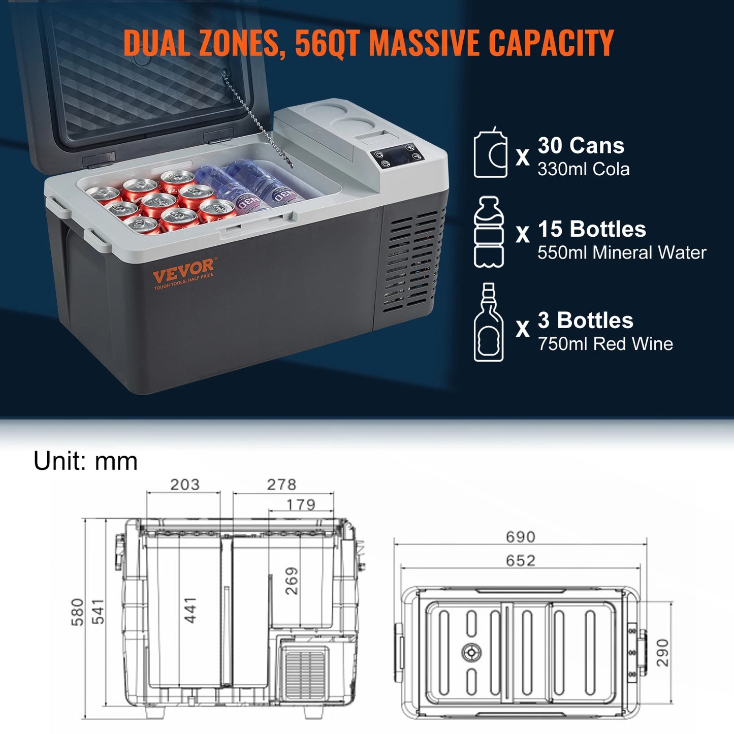 VEVOR Mini Fridge Car Refrigerator Freezer Compressor Ice Box 20L Portable 21Qt Single Zone Cooler for Car Home Outdoor Trval - Premium Refrigerator from Lizard Vigilante - Just $238.88! Shop now at Lizard Vigilante