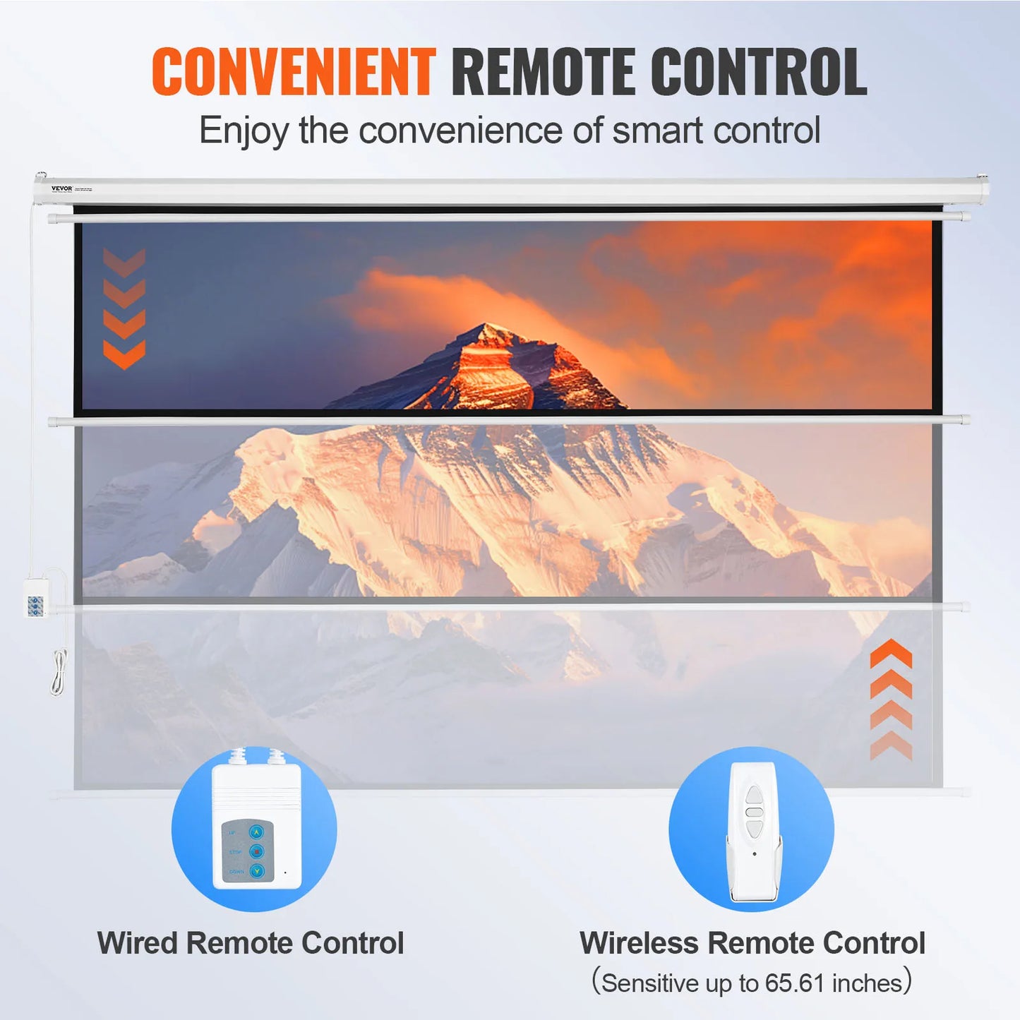 VEVOR Electric Motorized Projector Screen 100/120 inch 16:9 4K 1080 HD Wall Mount Movie Screen for Family Home Office Theater - Premium  from Lizard Vigilante - Just $339.99! Shop now at Lizard Vigilante