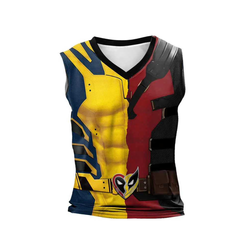 Deadpool Wolverine Cosplay Superhero Printed Vest Comic Compression Workout Bodybuilding Tank Tops - Premium shirt from Lizard Vigilante - Just $23.99! Shop now at Lizard Vigilante