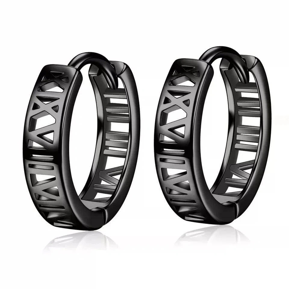 Vintage Black Skull Needle Hoop Earrings – Hypoallergenic Punk Biker Rock Jewelry for Men - Premium earrings from Lizard Vigilante - Just $19.88! Shop now at Lizard Vigilante