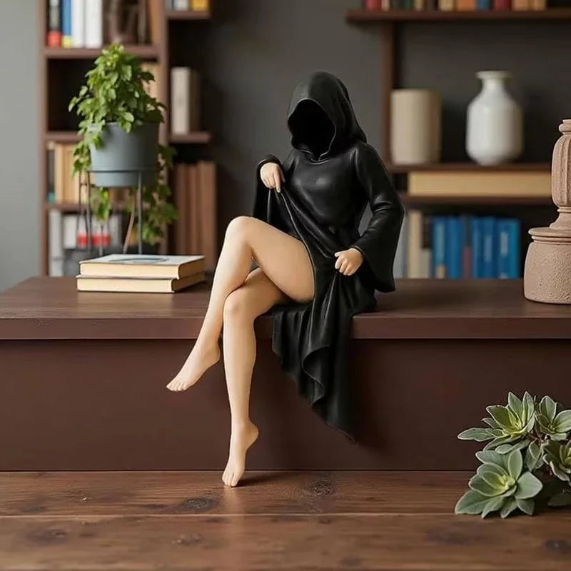 8/10/15cm Mysterious Statue Gothic Black Robe Women Statue Desktop Ornament Lady Statue for Desk Fireplace Shelf Mantel Table