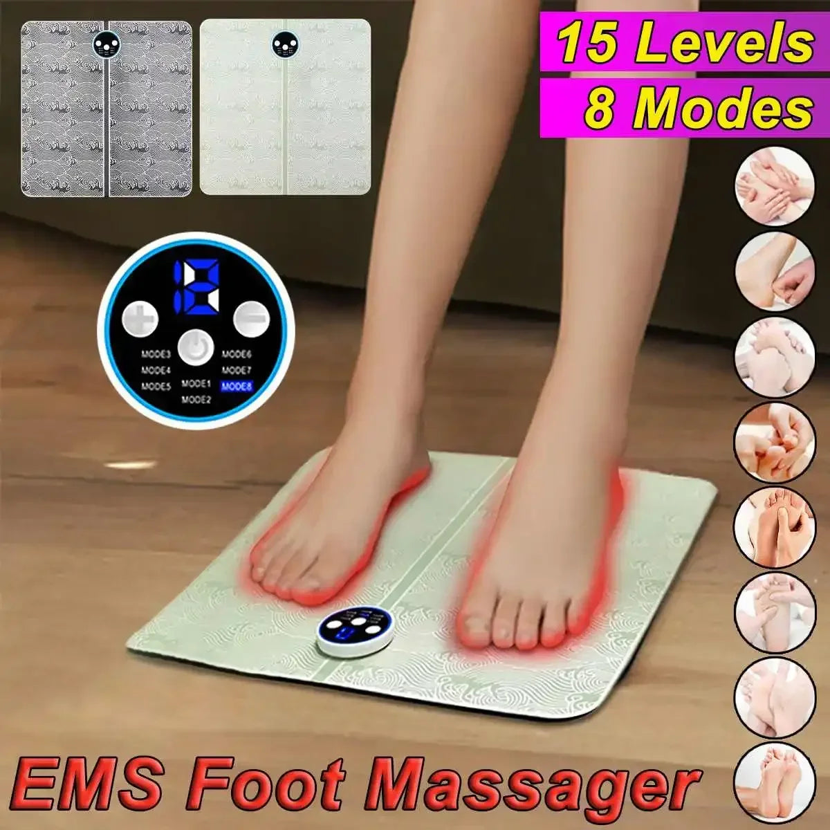 Tens EMS Foot Massager Fisioterapia Mat Massageador de pes Type-C Charging Electronic Foot Fitness Massage Gym Equipment - Premium tens mat from Lizard Vigilante - Just $21.99! Shop now at Lizard Vigilante