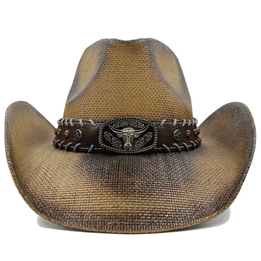 Thickened Cowboy Hat Vintage Straw Hat 2023 New Men's and Women's Jazz Large Size Cowboy Hat Straw Hat Sun Hat Summer Hat - Premium  from Lizard Vigilante - Just $18.99! Shop now at Lizard Vigilante