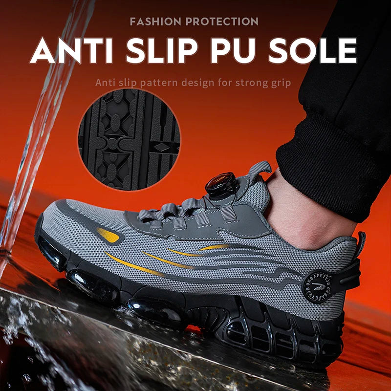“NO SLACK, NO LACES” | Men’s Tactical Soft-Sole Steel Toe Work Sneakers – Anti-Smash, Anti-Puncture, Zero Excuses - Premium shoes from dsers - Just $72.99! Shop now at Lizard Vigilante