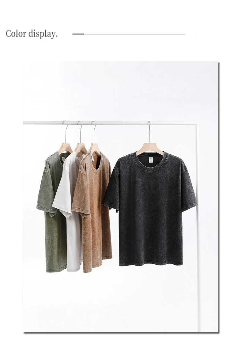 250gsm Vintage Acid Wash Punk Tee – Retro Streetwear T-Shirt for Men & Women | Harajuku Hip-Hop Grunge Cotton Short Sleeve | Namou Drane Exclusive - Premium tee from dsers - Just $27.77! Shop now at Lizard Vigilante