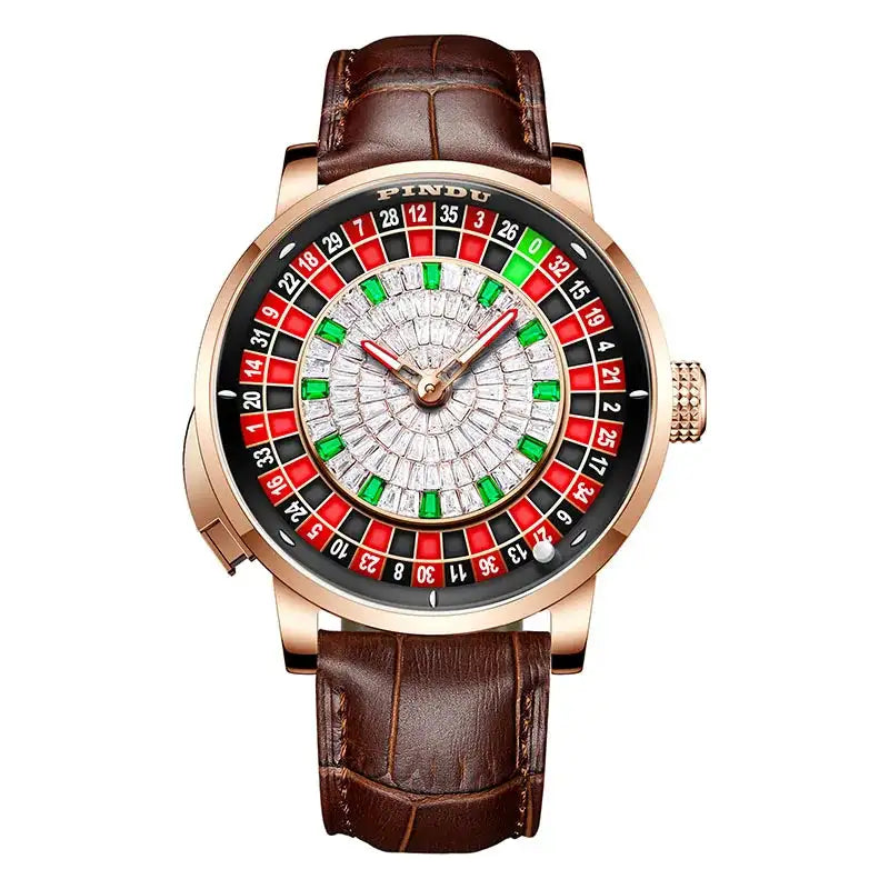 Pindu Player Gambling Series Men's Watch European Roulette Poker Game Fully Automatic Mechanical Sports Design Party Watch
