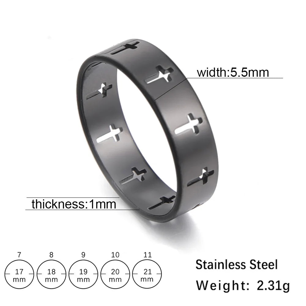 Gothic Cross Couple Rings Stainless Steel Silver Color COOLTIME Jesus Cross Finger Ring for Men Women Punk Jewelry Wedding Gift - Premium rings from Lizard Vigilante - Just $14.99! Shop now at Lizard Vigilante