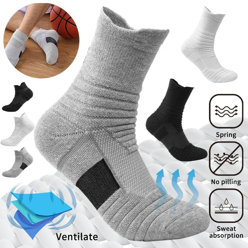 2 Pairs Anti-Slip Football & Basketball Socks - Breathable, Deodorizing Cotton Crew Socks for Men & Women - Premium Socks from Lizard Vigilante - Just $12.88! Shop now at Lizard Vigilante