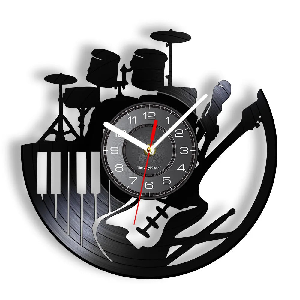 Guitar Player Vinyl Record Wall Clock: The Rock Music Instrument Wall Art for Your Living Room