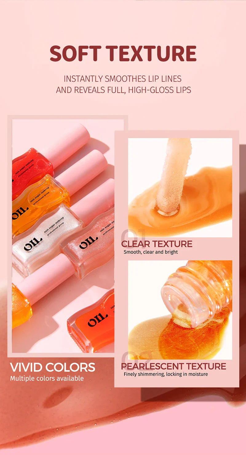 Water Light Honey Essence Lip Oil Long Lasting Moisturizing Fruity Shimmer Jelly Reduce Lip Lines Liquid Lipstick Gloss Makeup