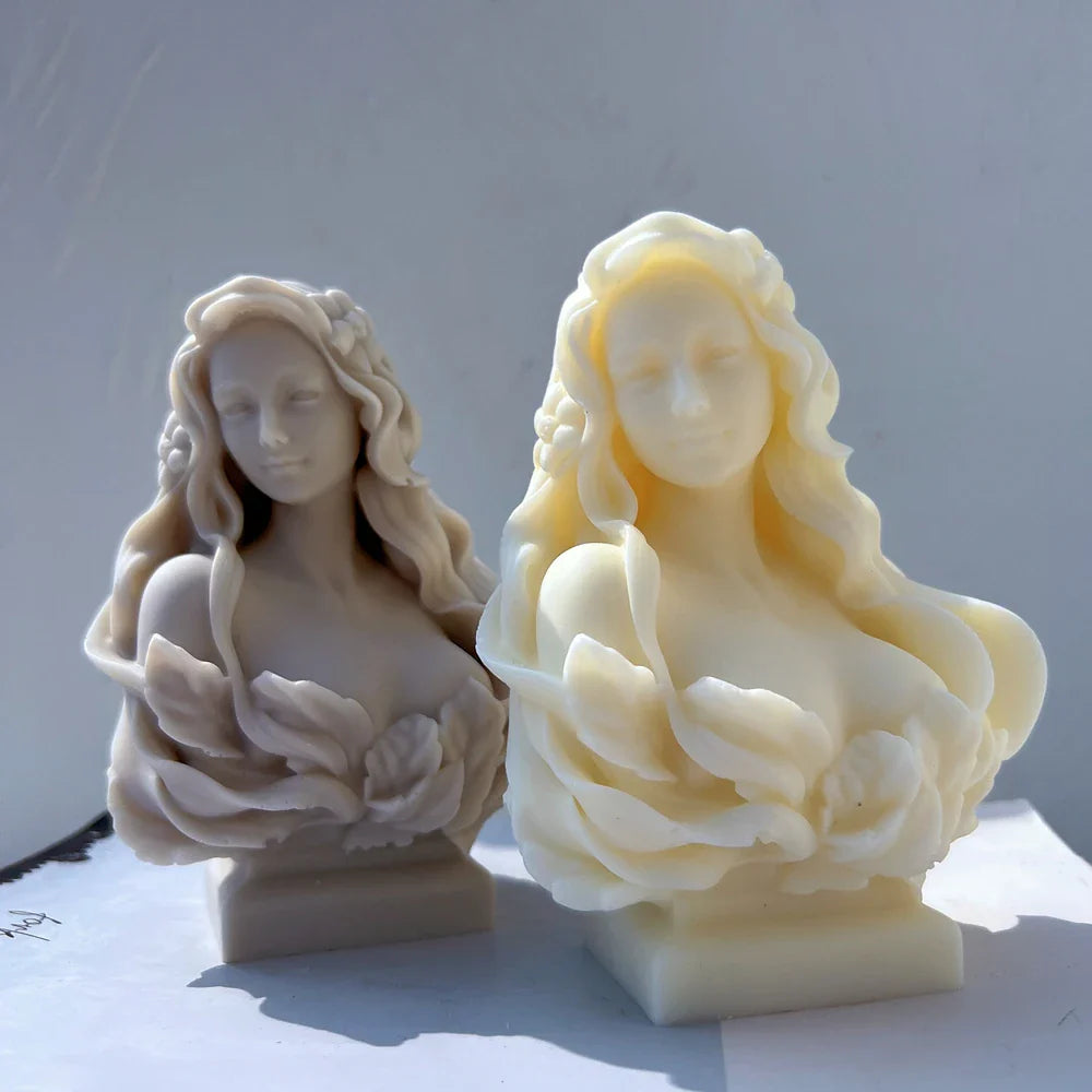 Beautiful Lady Statue Candle Mold Goddess Female Bust Silicone Molds Greek Art Woman Sculpture Soy Wax Tool
