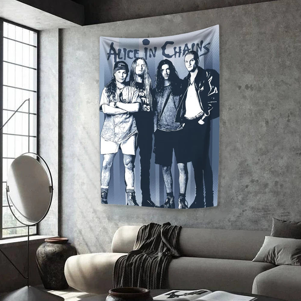 Alice In Chains Rock Band Tapestry – Grunge Music Aesthetic Wall Hanging - Premium banner from DS - Just $17.88! Shop now at Lizard Vigilante