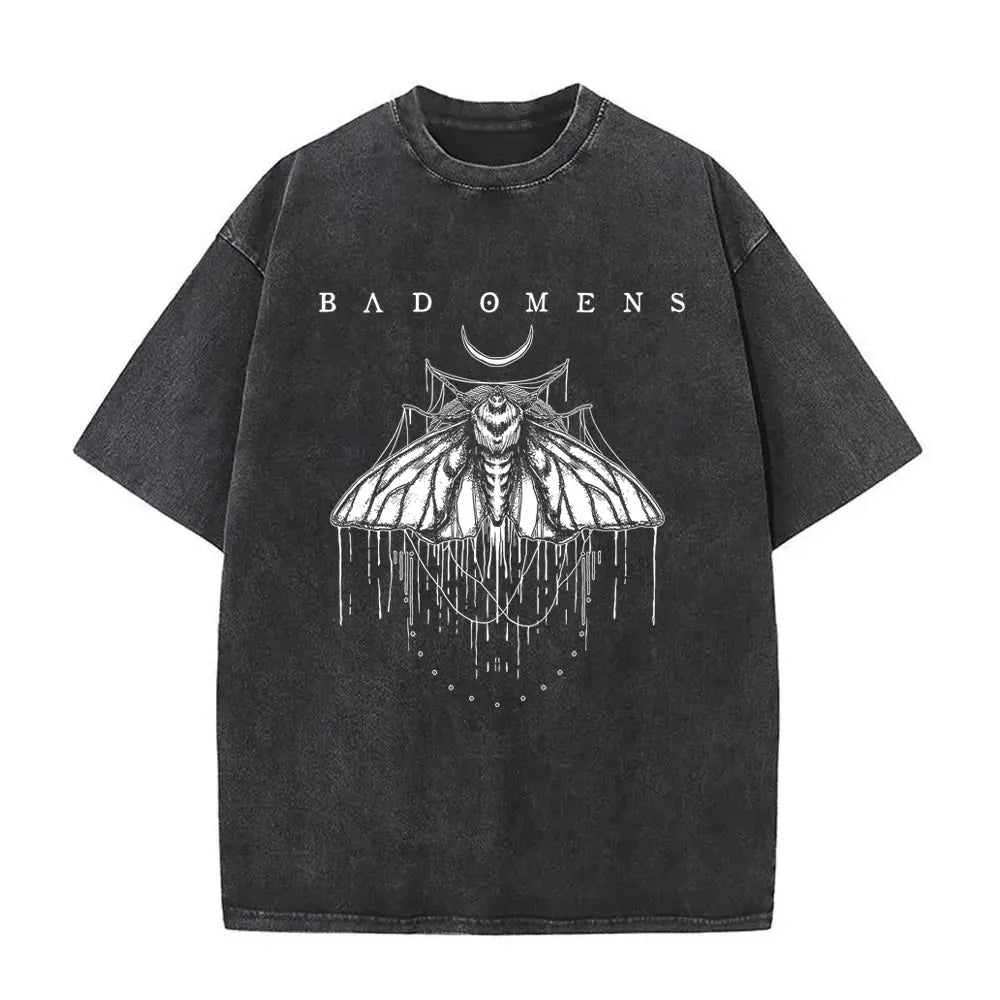 Washed Vintage Bad Omens Band T-Shirt | THE DEATH OF PEACE OF MIND Oversized T-Shirt for Men & Women | Rock Gothic Fashion Tee - Premium T-Shirt from Lizard Vigilante - Just $24.99! Shop now at Lizard Vigilante