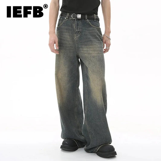 IEFB Summer Men’s Loose Straight Denim Jeans – Old Blue Washed Wide-Leg Trousers, Youth Casual Streetwear - Premium jeans from dsers - Just $53.99! Shop now at Lizard Vigilante
