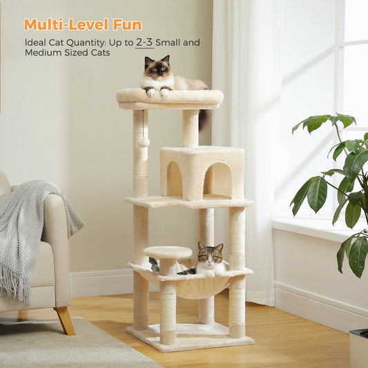 Multi-Level Cat Tree with Scratching Post Luxury Cat Tower with Condo House Cat Scratcher for Indoor Cat Accessories Pet Cat Toy - Premium cat tower from Lizard Vigilante - Just $91.99! Shop now at Lizard Vigilante