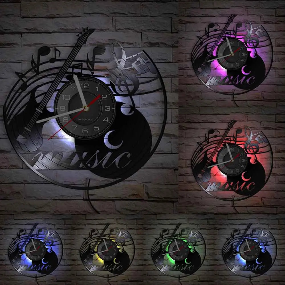 Guitar Player Vinyl Record Wall Clock: The Rock Music Instrument Wall Art for Your Living Room