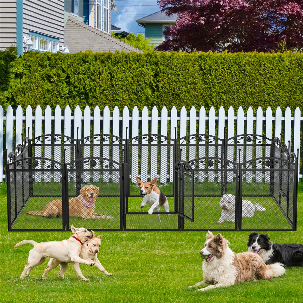 Foldable Metal Dog Playpen with Fertility Mat and Gate, Heavy Duty Pet Whelping Box, Exercise Fence Cage, Kennnels, 8 Panels - Premium dog pen from Lizard Vigilante - Just $201.08! Shop now at Lizard Vigilante