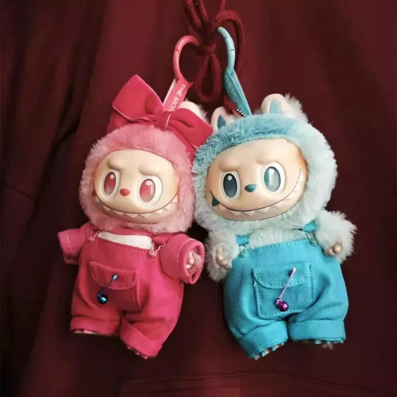 Labubu Doll Clothes Big Into Energy Clothing Replacement Summer Overalls with Straw Hat and Belt Set for Ropa Labubu