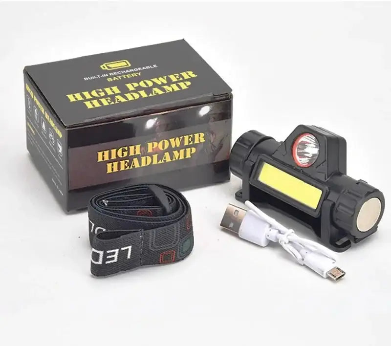 1pcs Rechargeable Fishing LED Headlamp Camping Headlight XPE COB Work Light 2 Lighting Modes With Tail Magnet Detachable