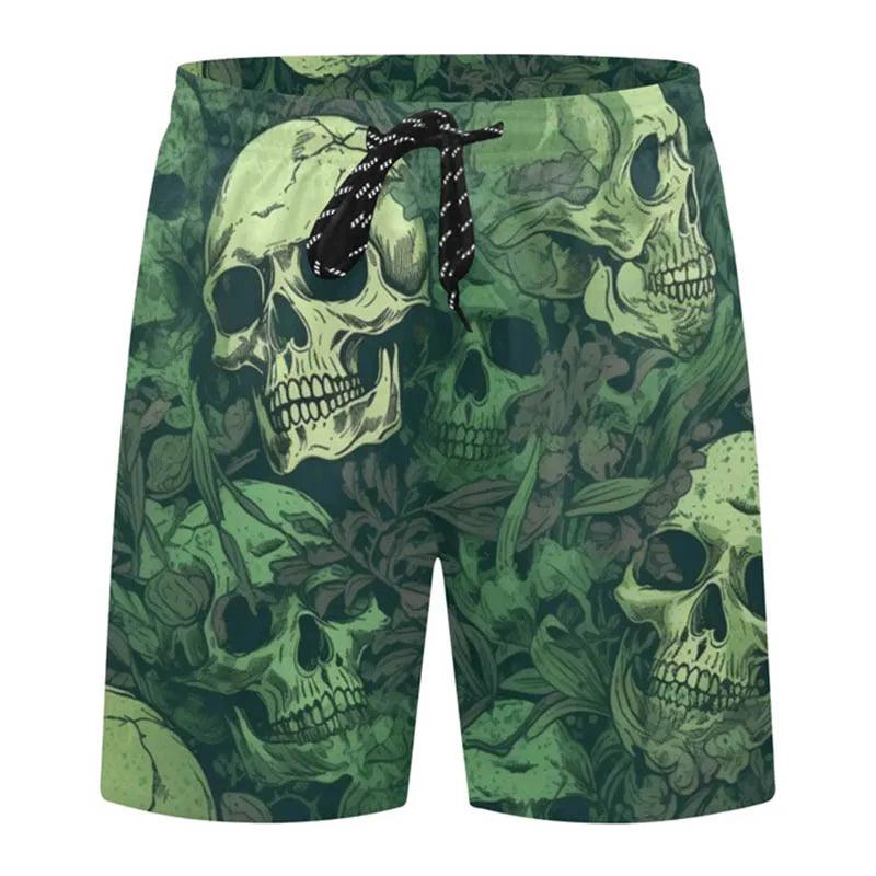 Skull Flowers 3D Printed Casual Shorts Summer Unisex Street Gothic Cool Sports Shorts Skateboarding Short Pants Man Unisex - Lizard Vigilante