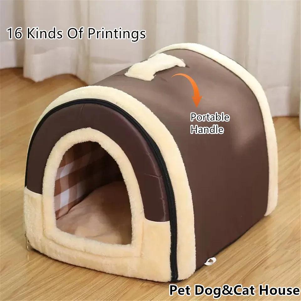 Portable Handle Type House For Cats 16 Kinds Printings Semi-enclosed 3D Plush Removable&Washable Warm Cat Villa Tent - Premium pet supplies from Lizard Vigilante - Just $20.99! Shop now at Lizard Vigilante