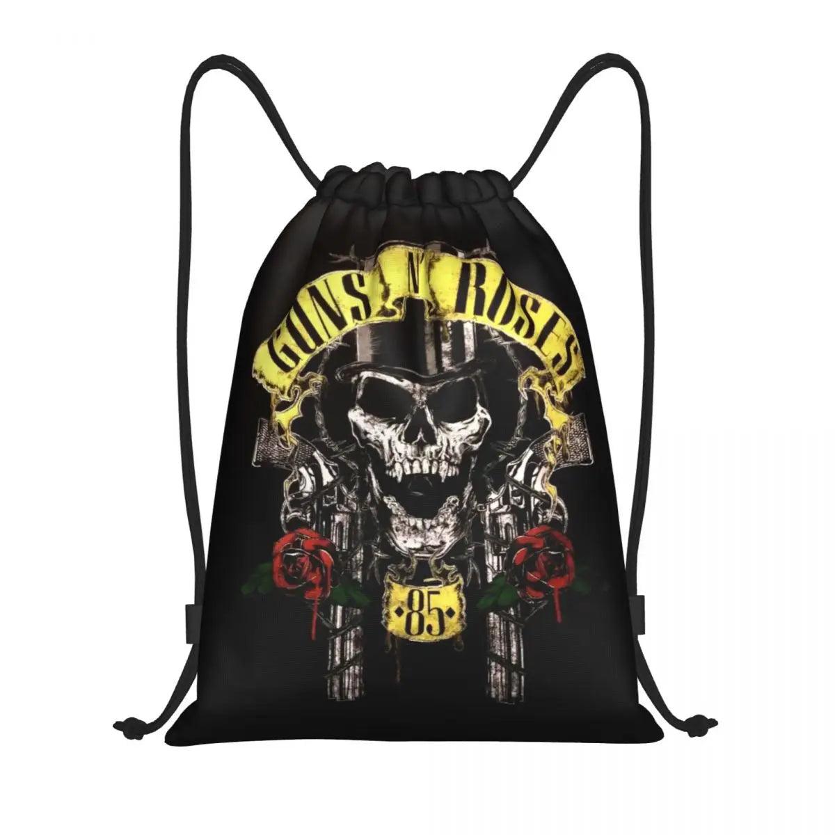 Guns N Roses Bullet Logo Drawstring Backpack Women Men Gym Sport Sackpack Portable Hard Rock Band Training Bag Sack - Lizard Vigilante