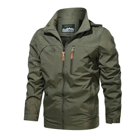 New Functional Waterproof Jacket Men's Autumn Casual Rainproof Detachable Cap Work Coat Hiking Mountain Windproof Windbreaker